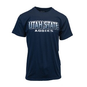 utah state aggies ombre lettering navy tshirt